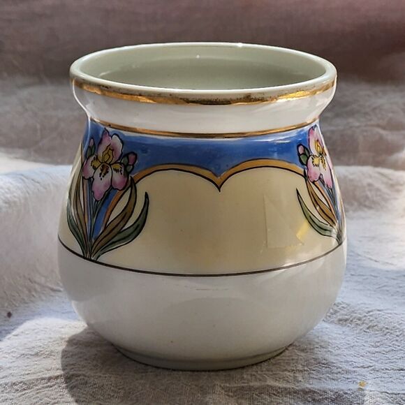 Vintage 1930's Noritake Art Neuveau CHINA JELLY JAR no lid or ladle IRIS FLOWER - Picture 2 of 14